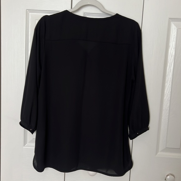 De Collection, v neck blouse, medium, black with gold buttons - Picture 4 of 4